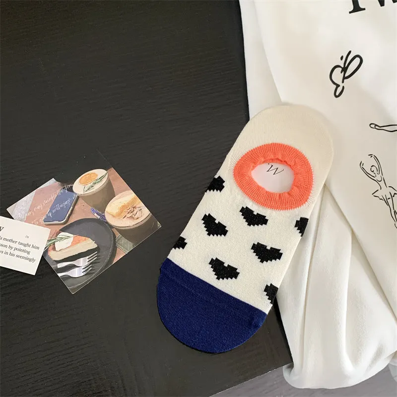 Geometric Pattern Love Stripe Rhombus Women's Low-cut Liners Socks Invisible