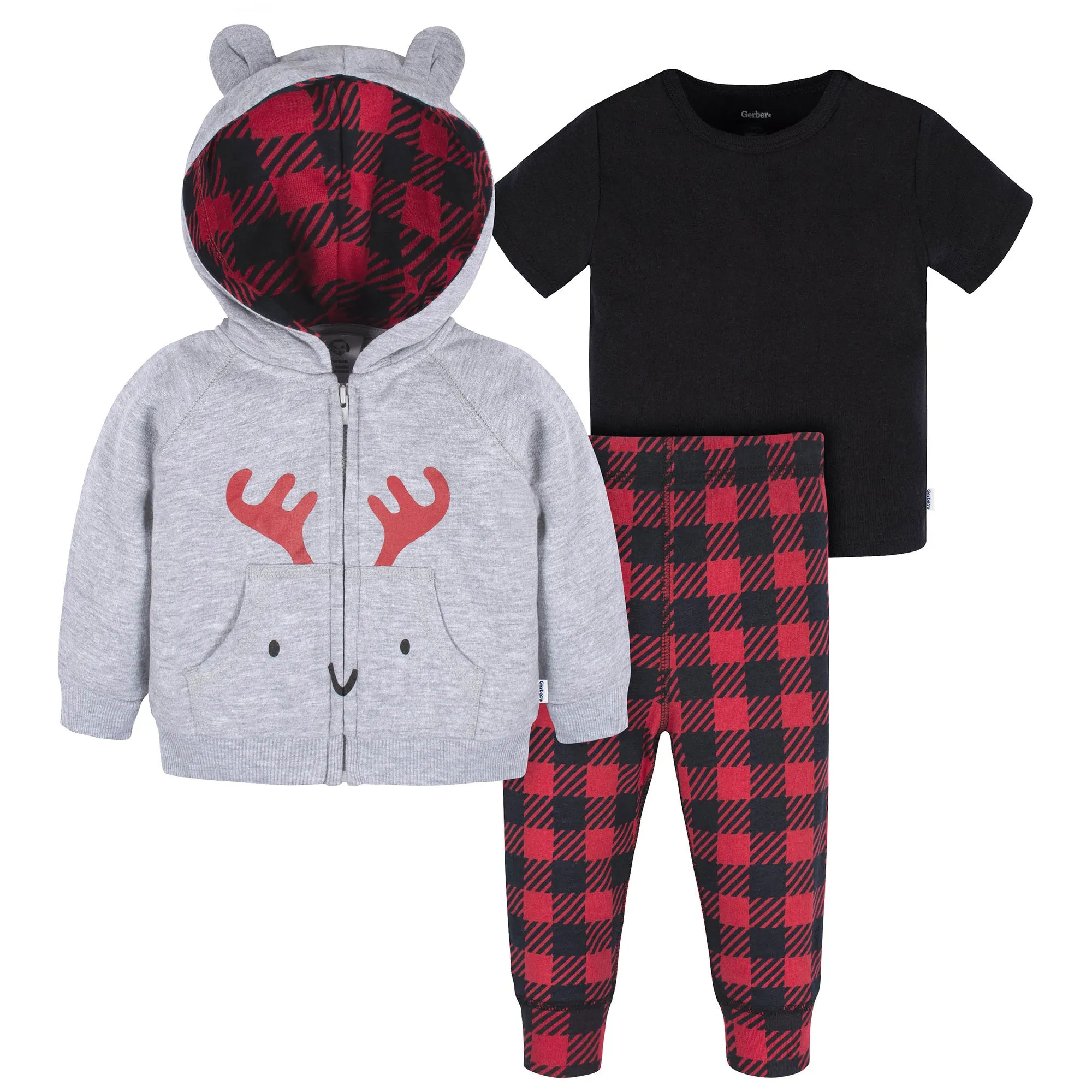 Gerber - 3pc Hoodie, Top Pant Set - Boy - Moose