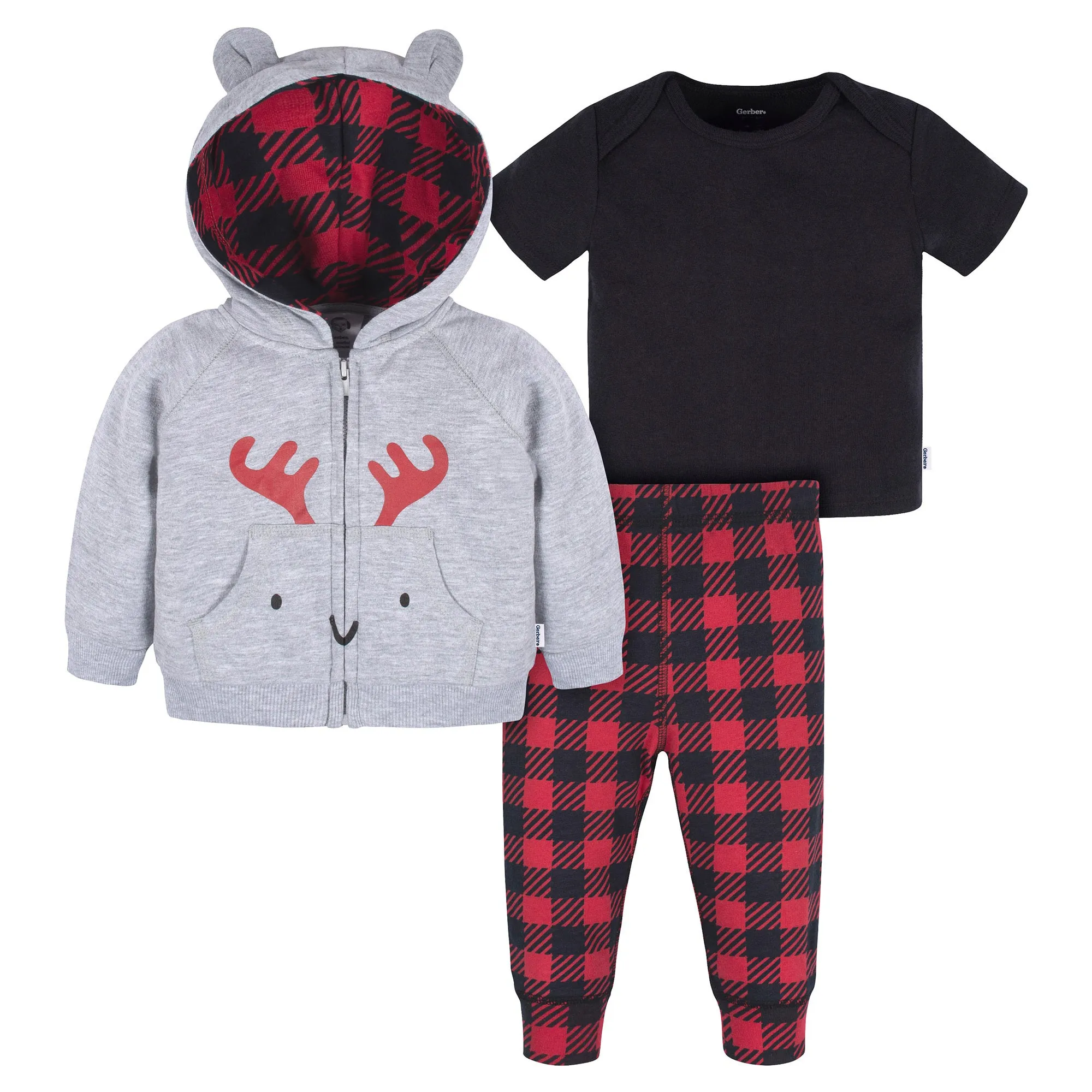 Gerber - 3pc Hoodie, Top Pant Set - Boy - Moose