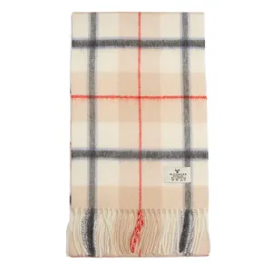 Glenmore 100% Lambswool Tartan Scarf - Camel Check