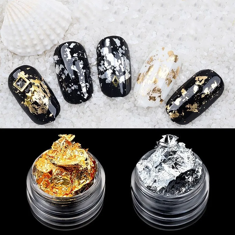 Gold Silver Irregular Aluminum Foil Paper Nail Art Sticker