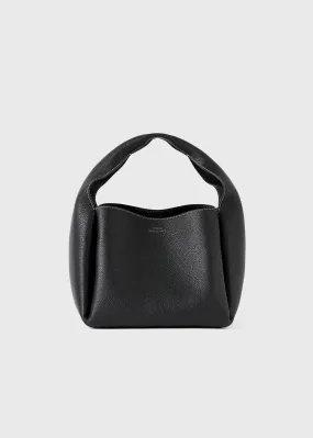 Grained-leather bucket bag black