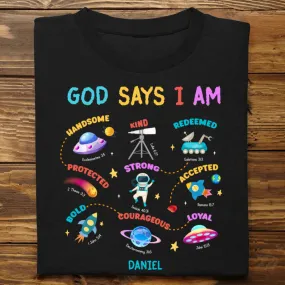 Grandson - God Says I Am Space Theme - Personalized Unisex T-Shirt