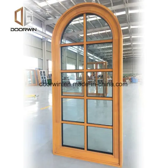 Grille Round-Top Casement Window, Ultra-Large Full Divide Light Grille Windows, Solid Pine Wood Larch Wood Window