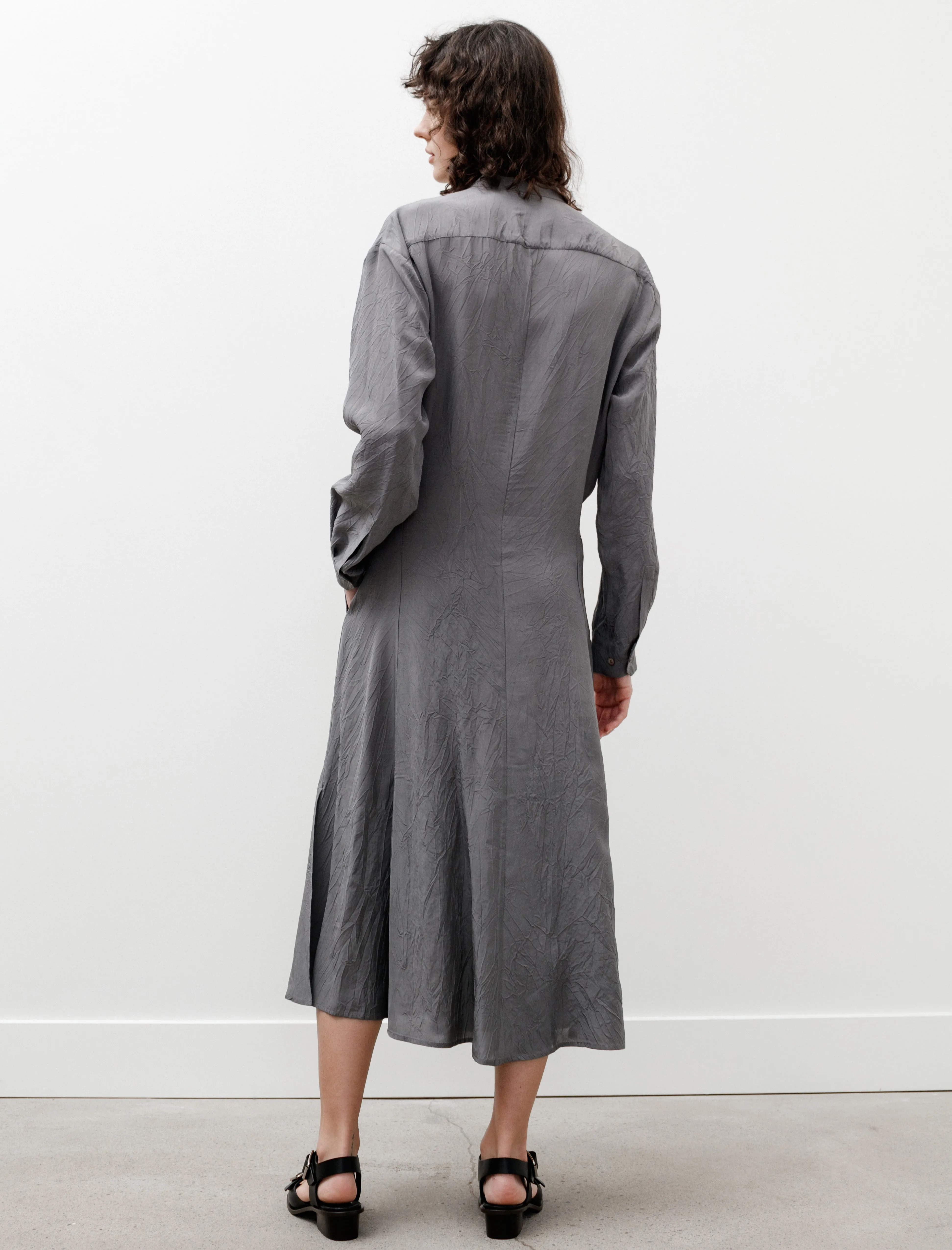 Gusset Collar Shirt Dress Aluminum