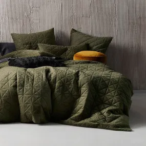 Heath Olive Quilt Cover Set by Linen House