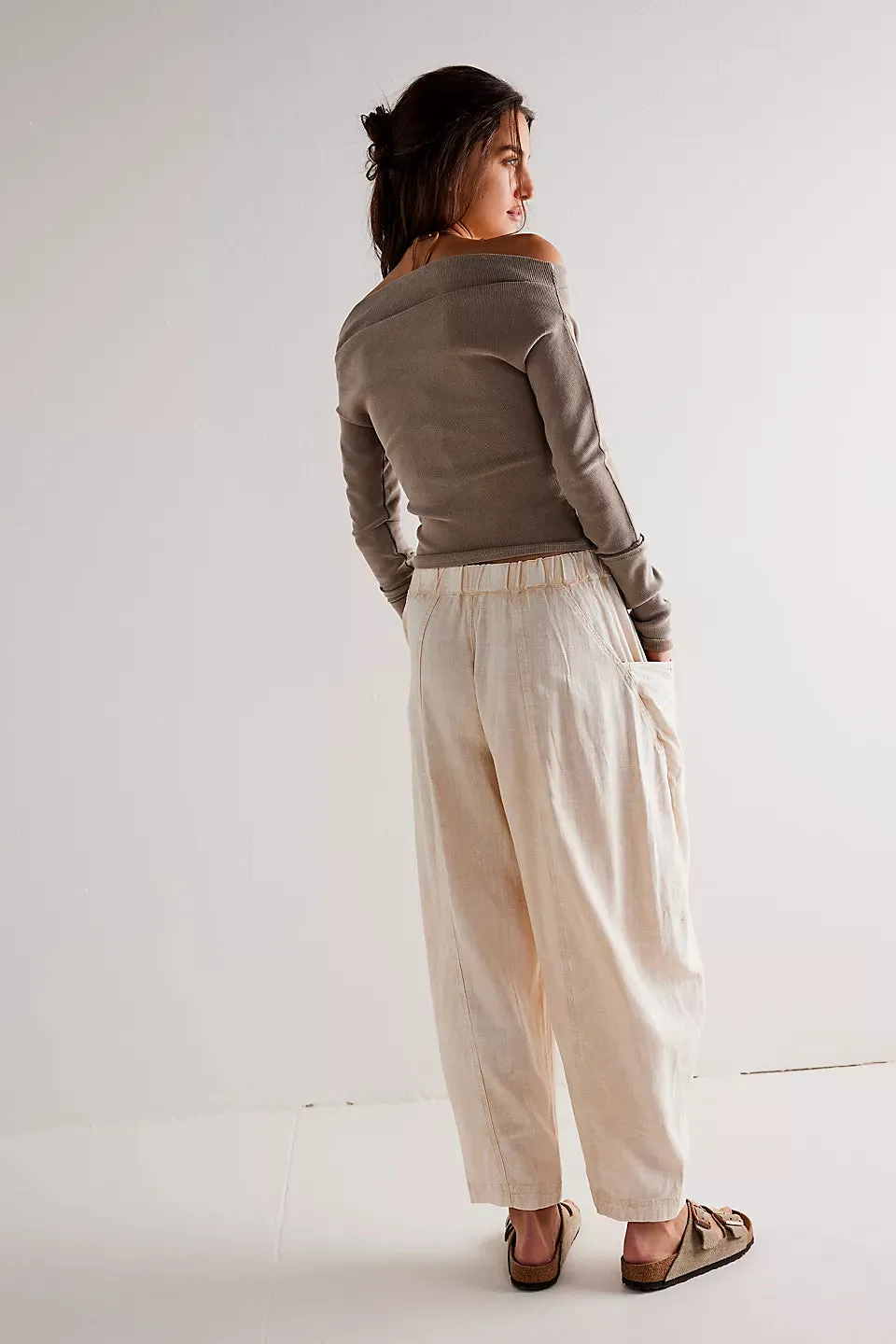 High Rd Pull On Barrel Pants-Birch