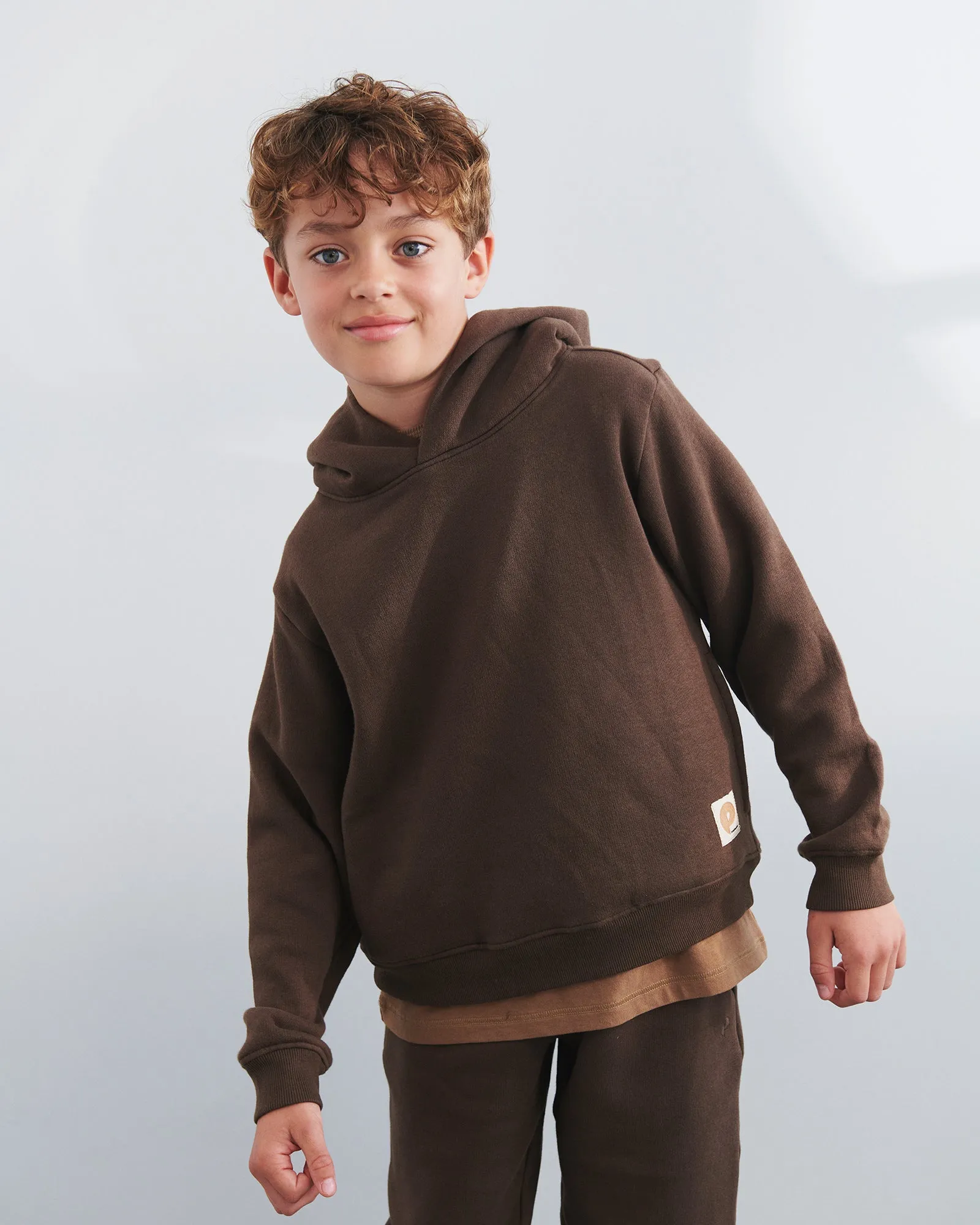 Hoodie w. Side Pocket - Tween - Dark Earth