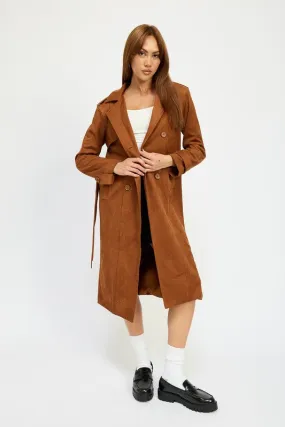 Hot Girl Emory Suede Trench Coat In Camel