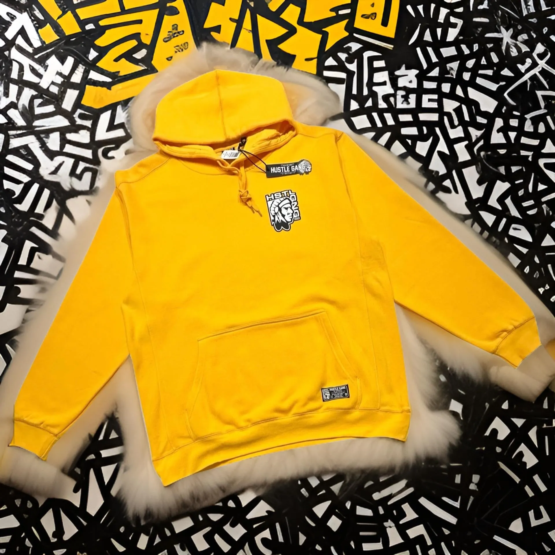 *HUSTLE GANG* (YELLOW-GOLD) ~HSTL~ PULLOVER HOODIES