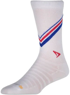 Hyper Thin® Running Crew - White w/Red & Royal Stripes - DISCONTINUED