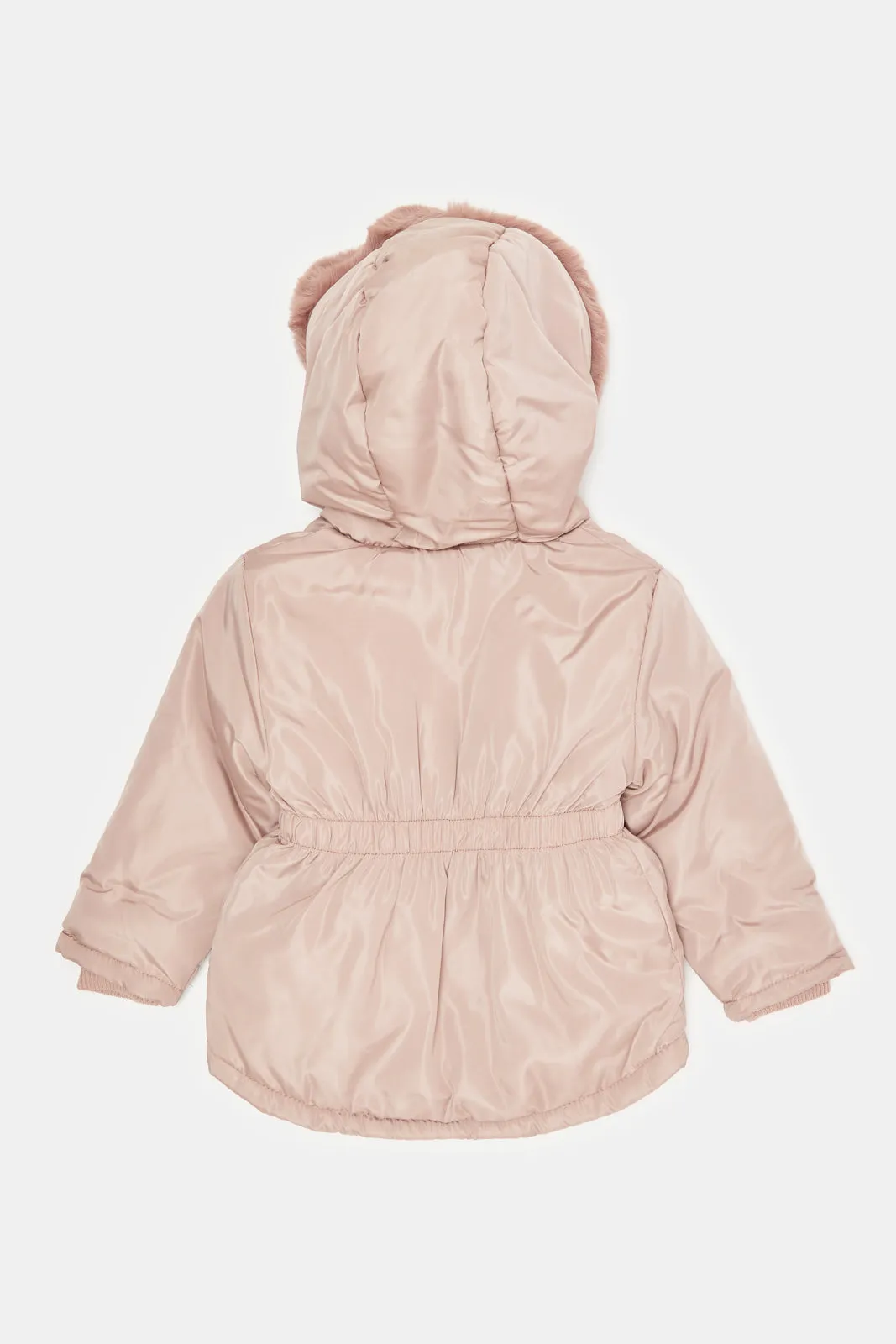 Infant Girls Pink Sherpa Lined Hooded Jacket