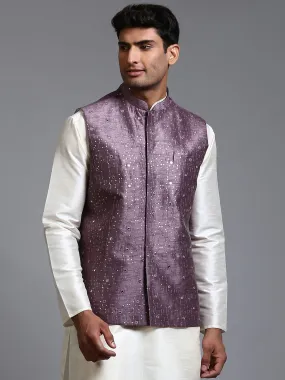 Jashvi Men's Purple Embellished Jacket