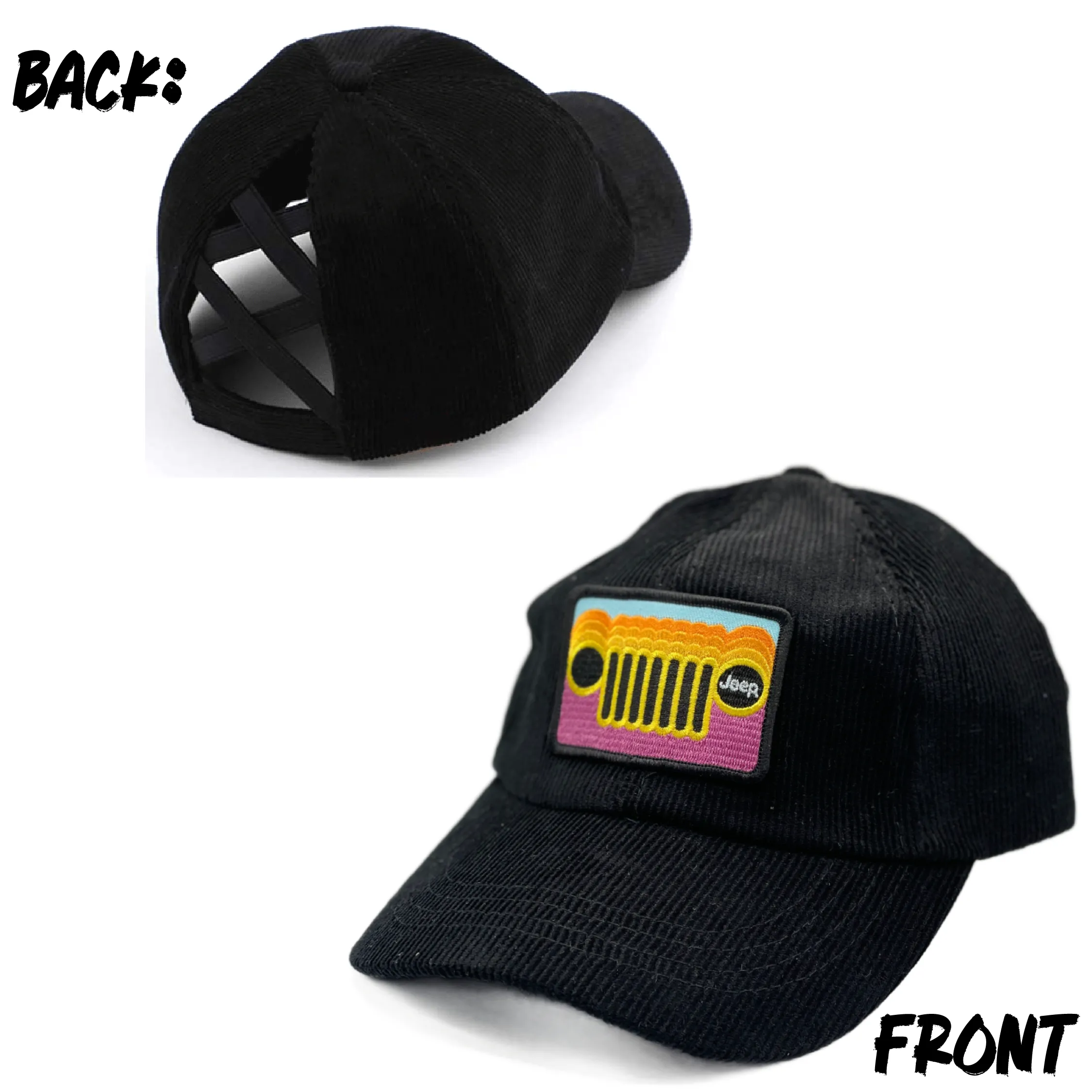 Jeep Retromatic Patch Corduroy Ponytail Baseball Hat