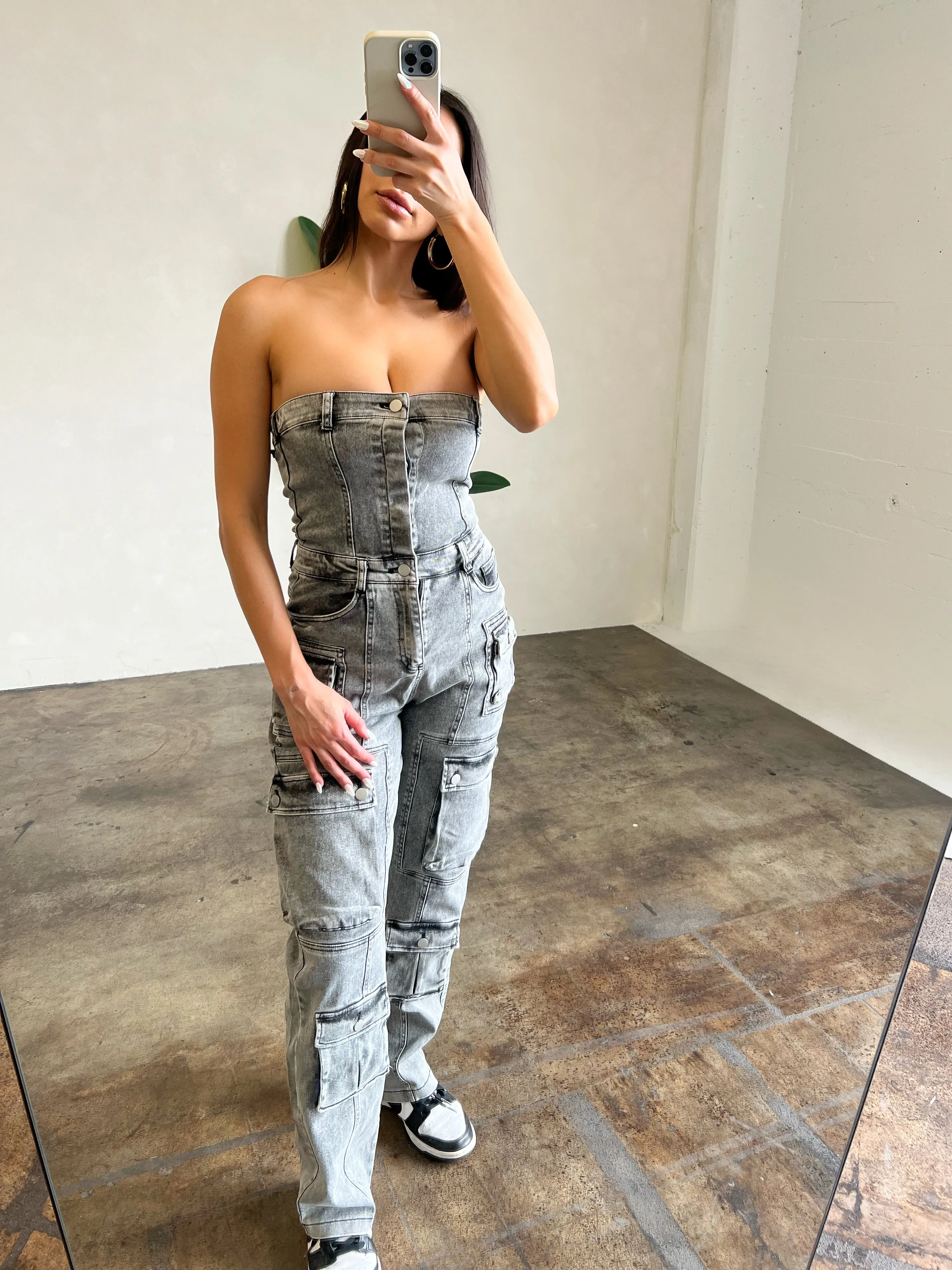 Jessie Denim Jumpsuit (Black Acid)