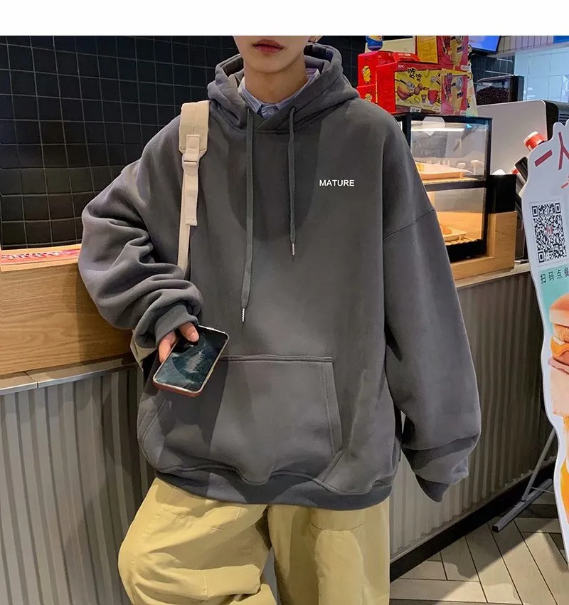 Jinquedai aelfric eden hoodie Hooded Sweater Men's Spring and Autumn Ins Loose Lazy Style Long-Sleeved Top Hong Kong Style Solid Color Pullover Coat