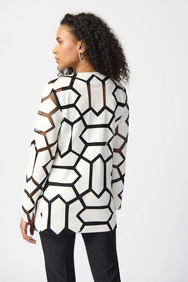 Joseph Ribkoff Sale, 241905 Geometric Pattern Dual Fabric Jacket