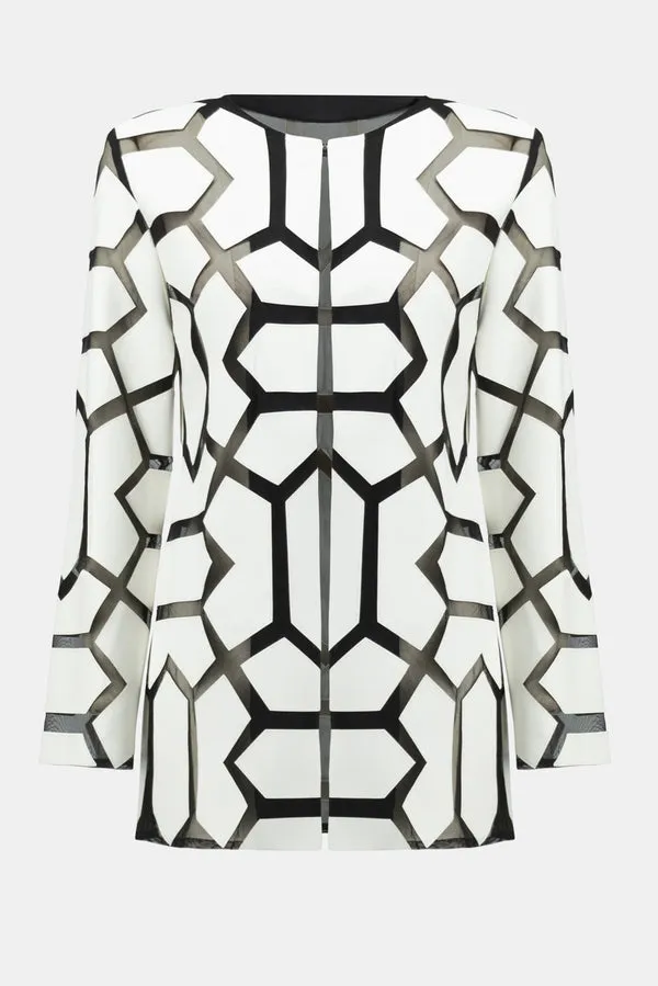 Joseph Ribkoff Sale, 241905 Geometric Pattern Dual Fabric Jacket