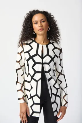 Joseph Ribkoff Sale, 241905 Geometric Pattern Dual Fabric Jacket