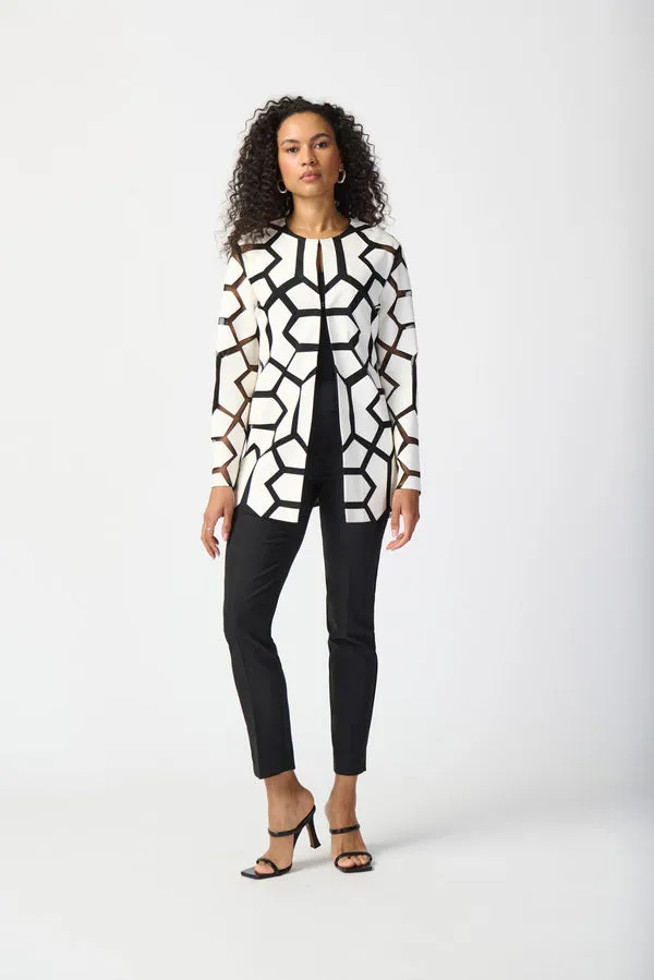 Joseph Ribkoff Sale, 241905 Geometric Pattern Dual Fabric Jacket