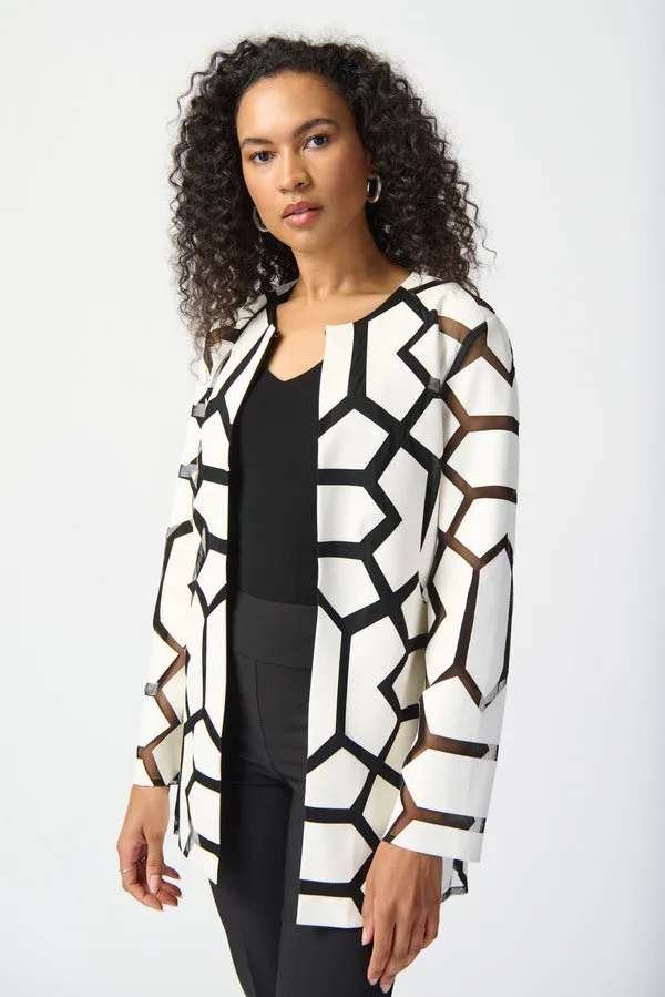 Joseph Ribkoff Sale, 241905 Geometric Pattern Dual Fabric Jacket