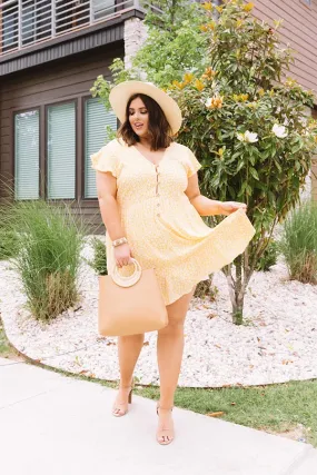 Joy For Days Floral Babydoll Dress in Marigold Curves