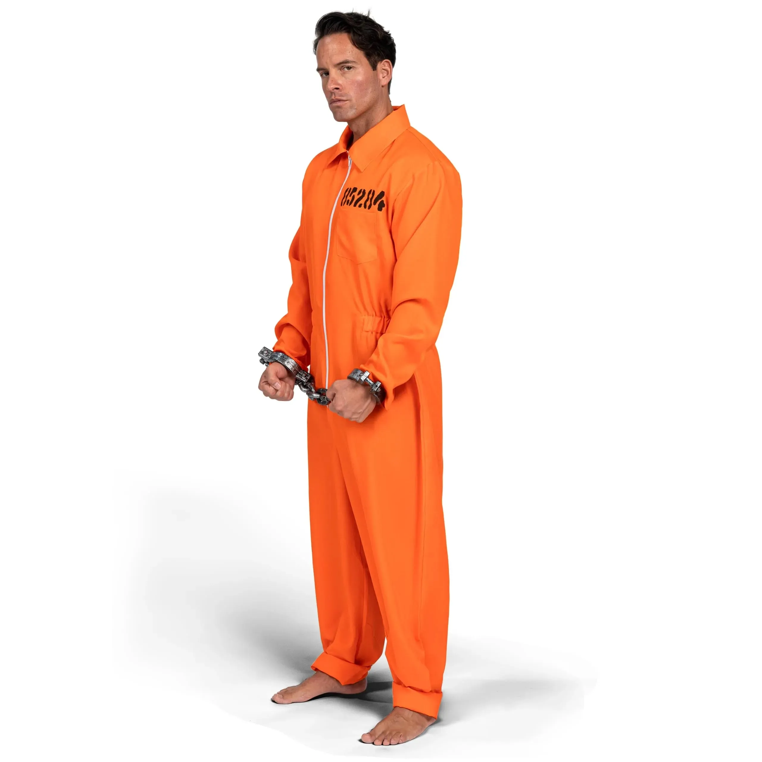 Jumpsuit Men's Orange Prison Escaped Inmate Jailbird Coverall Costume