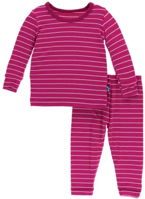 KicKee Pants Tokyo Dragonfruit Stripe L/S Pajama Set