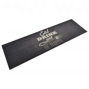 Kitchen Rug Washable Kitchen Black 60x180 cm Velvet