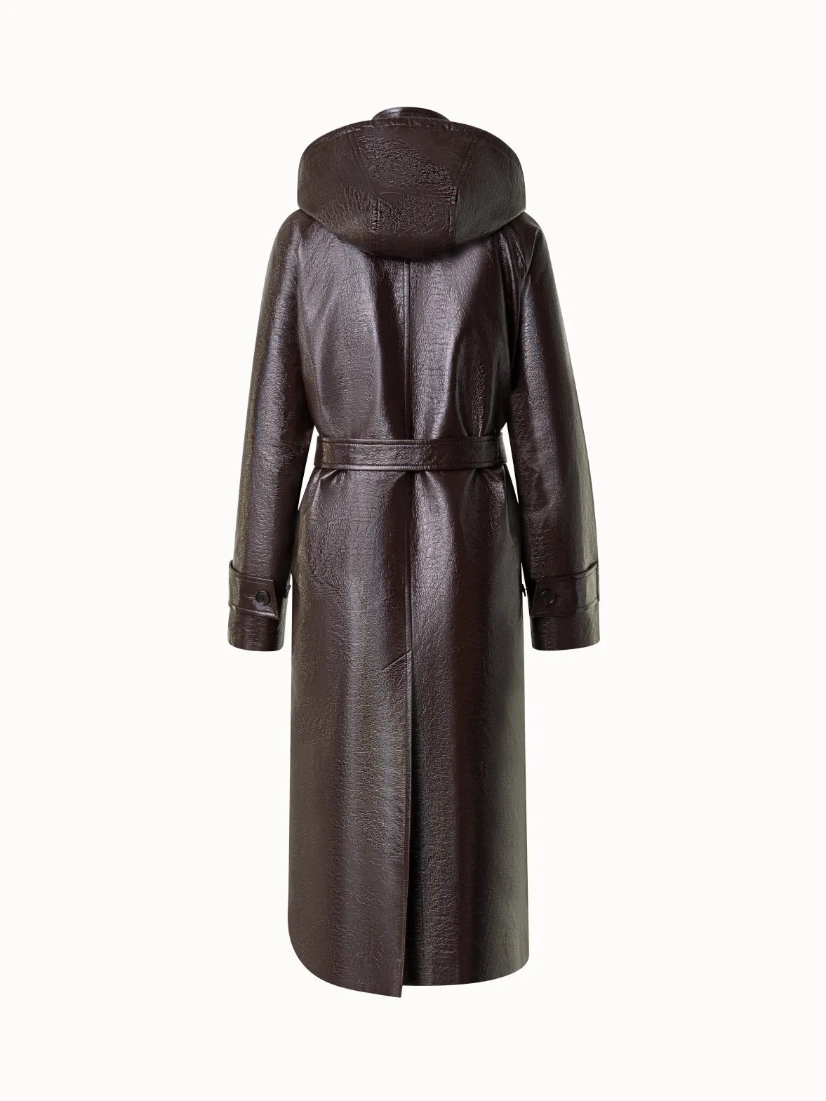 Lacquer Cotton Trench Coat with Detachable Hood