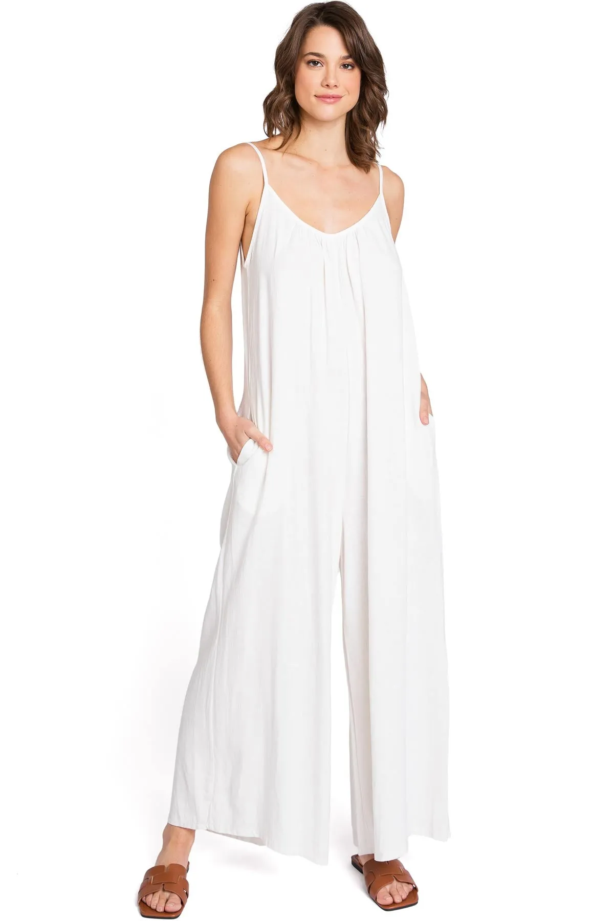 Lana Roux Tulum Wide-Leg Linen Jumpsuit