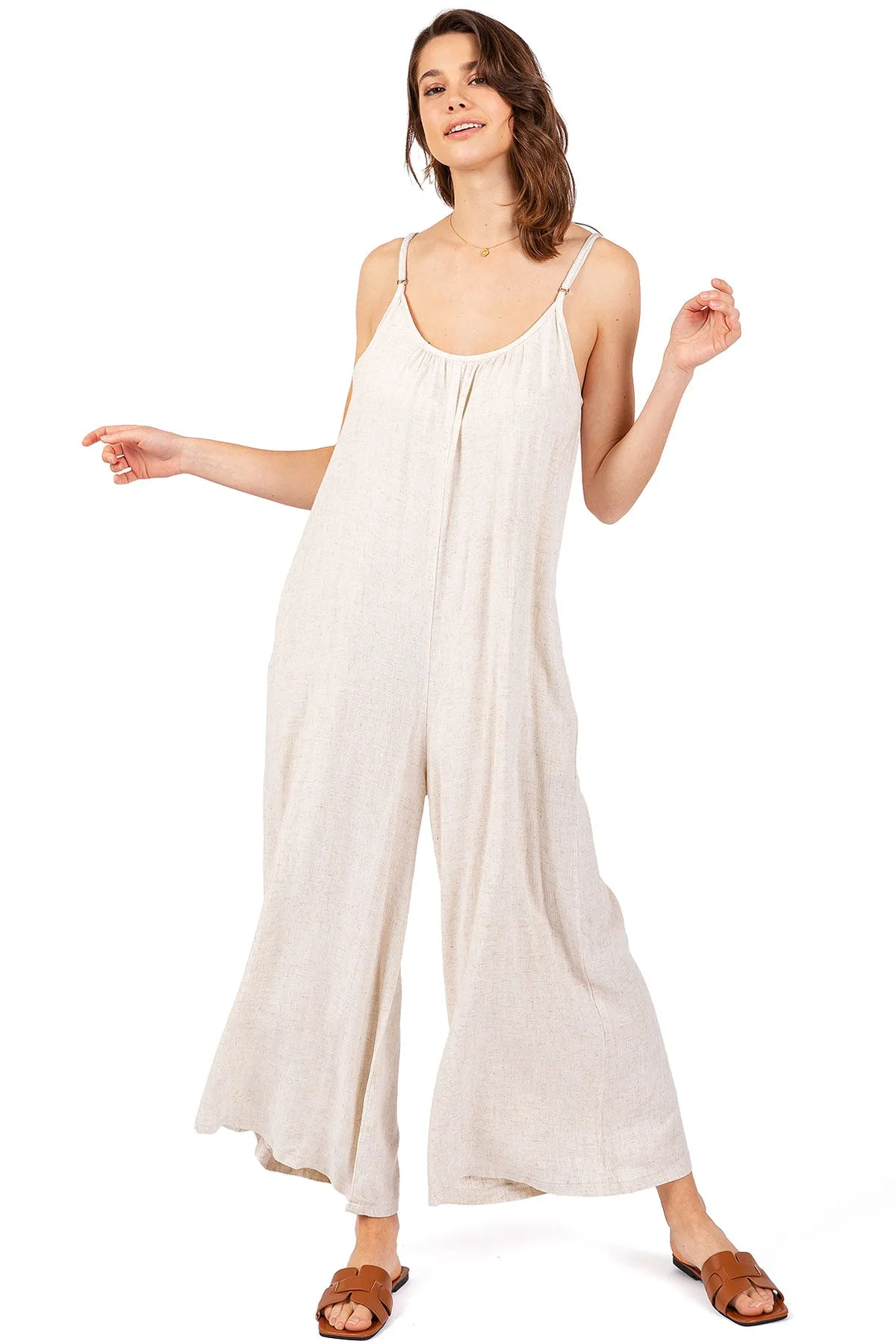 Lana Roux Tulum Wide-Leg Linen Jumpsuit