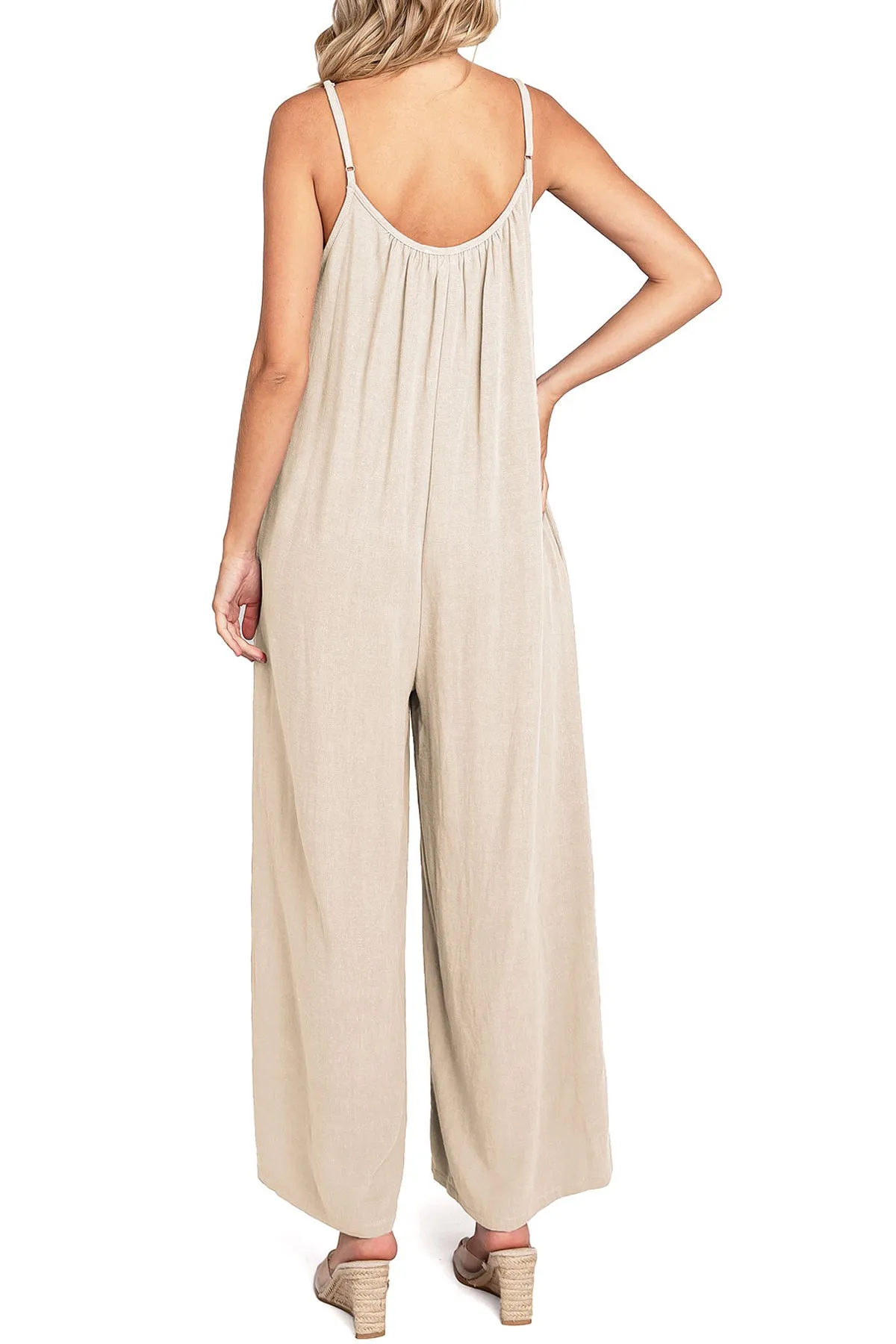 Lana Roux Tulum Wide-Leg Linen Jumpsuit