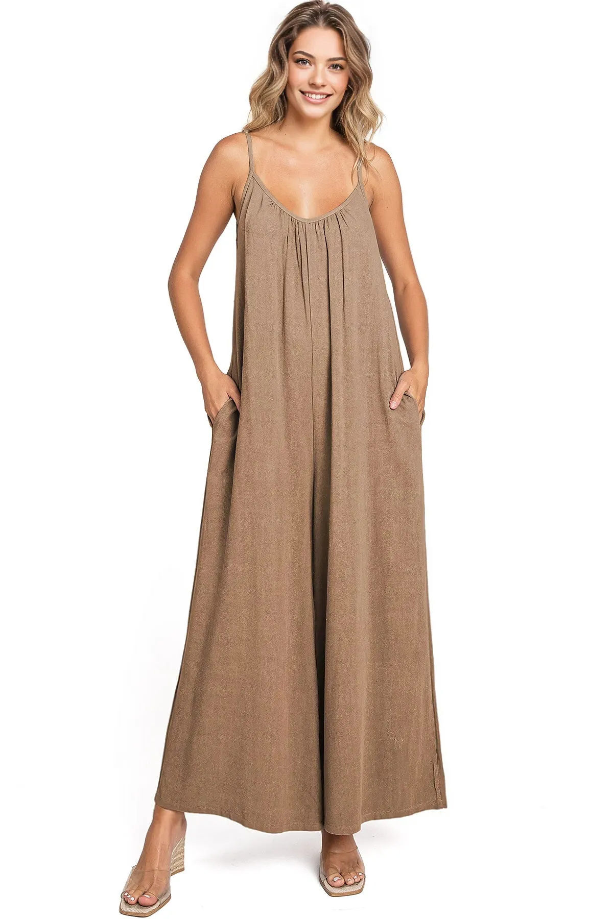 Lana Roux Tulum Wide-Leg Linen Jumpsuit