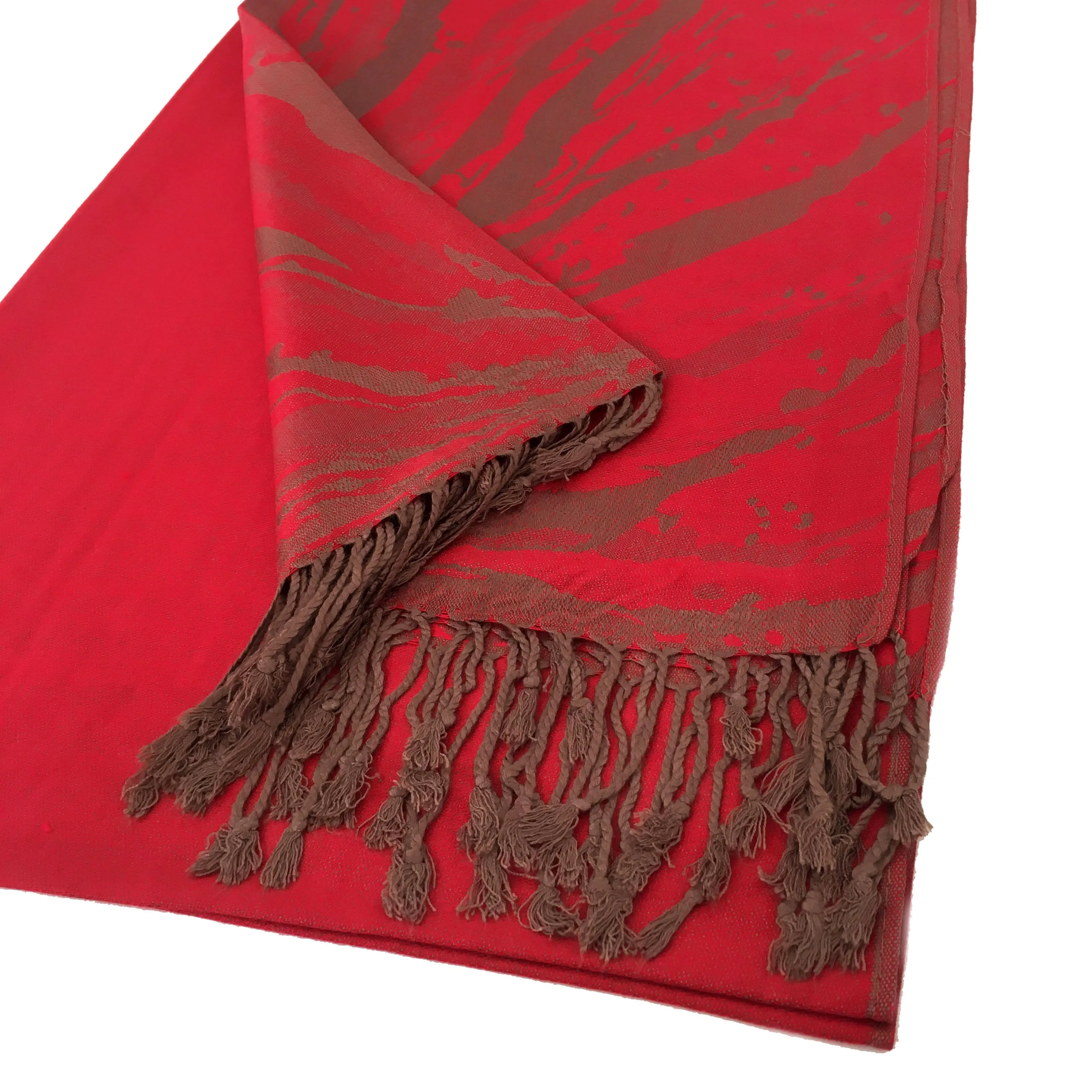 LARGE RED ZEBRA PRINT REVERSIBLE PASHMINA SHAWL SCARF