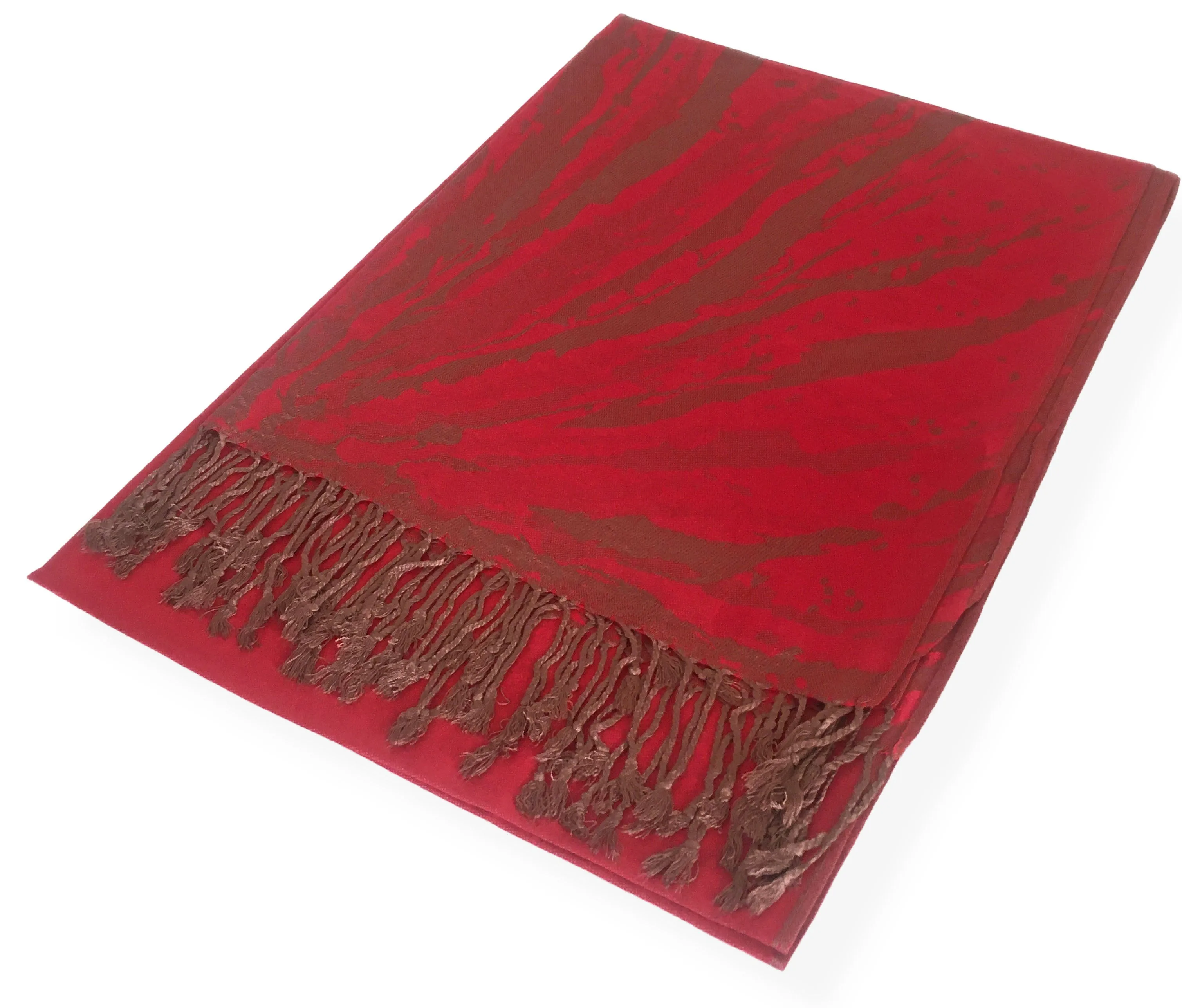 LARGE RED ZEBRA PRINT REVERSIBLE PASHMINA SHAWL SCARF