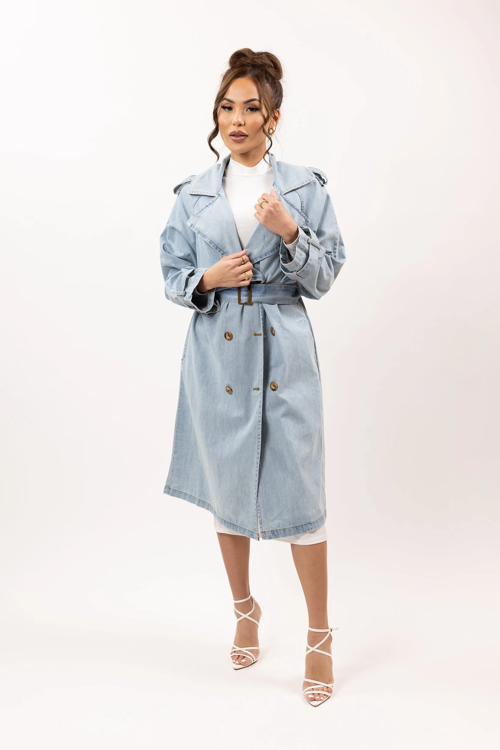 Light Denim Trench Coat