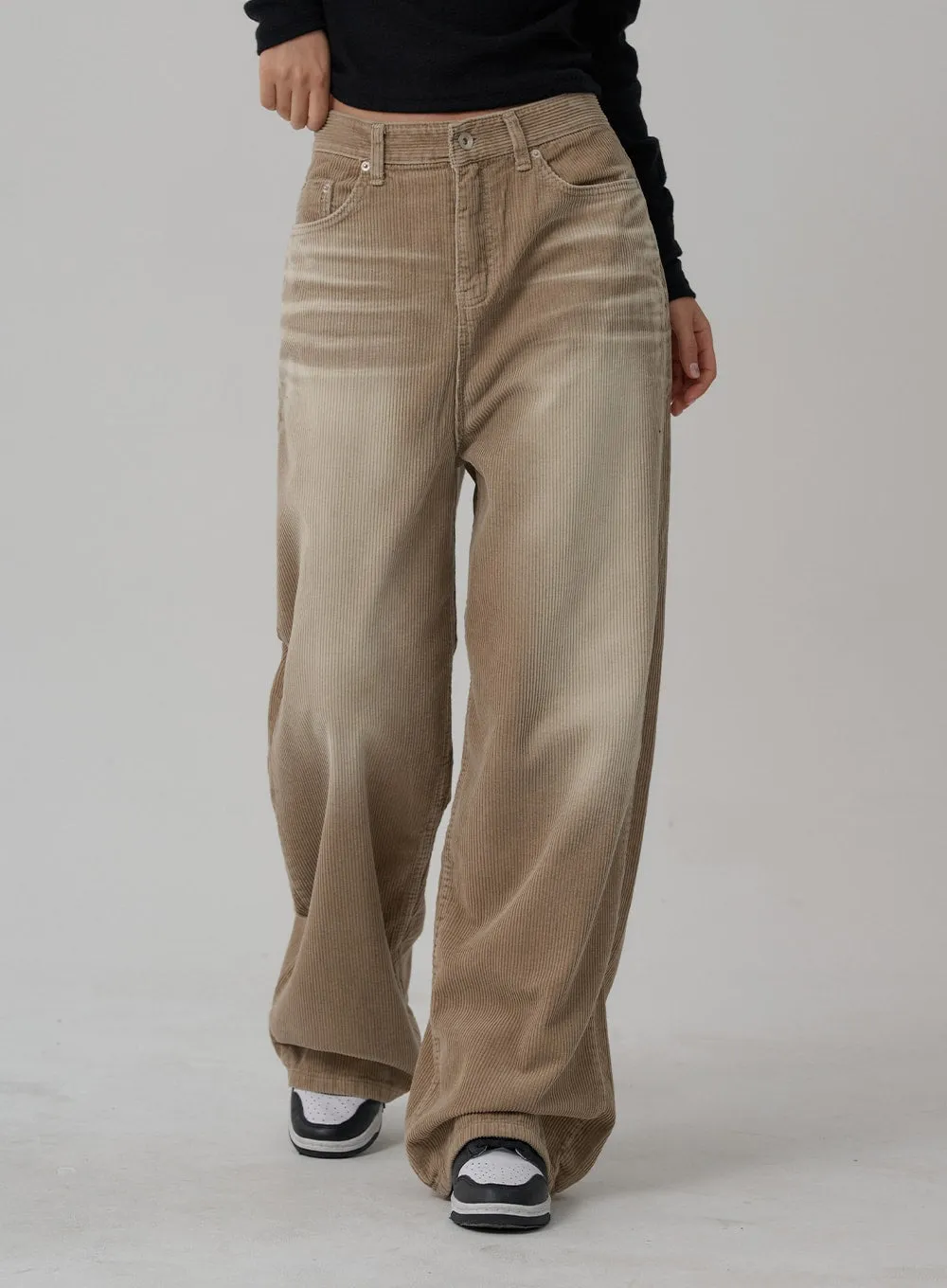 Light Washing Corduroy Wide Pants Unisex CN02