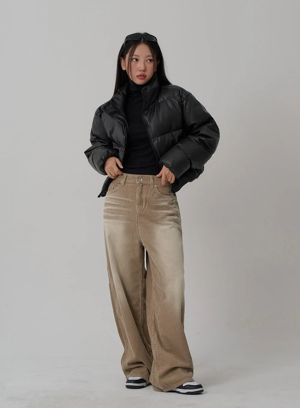 Light Washing Corduroy Wide Pants Unisex CN02