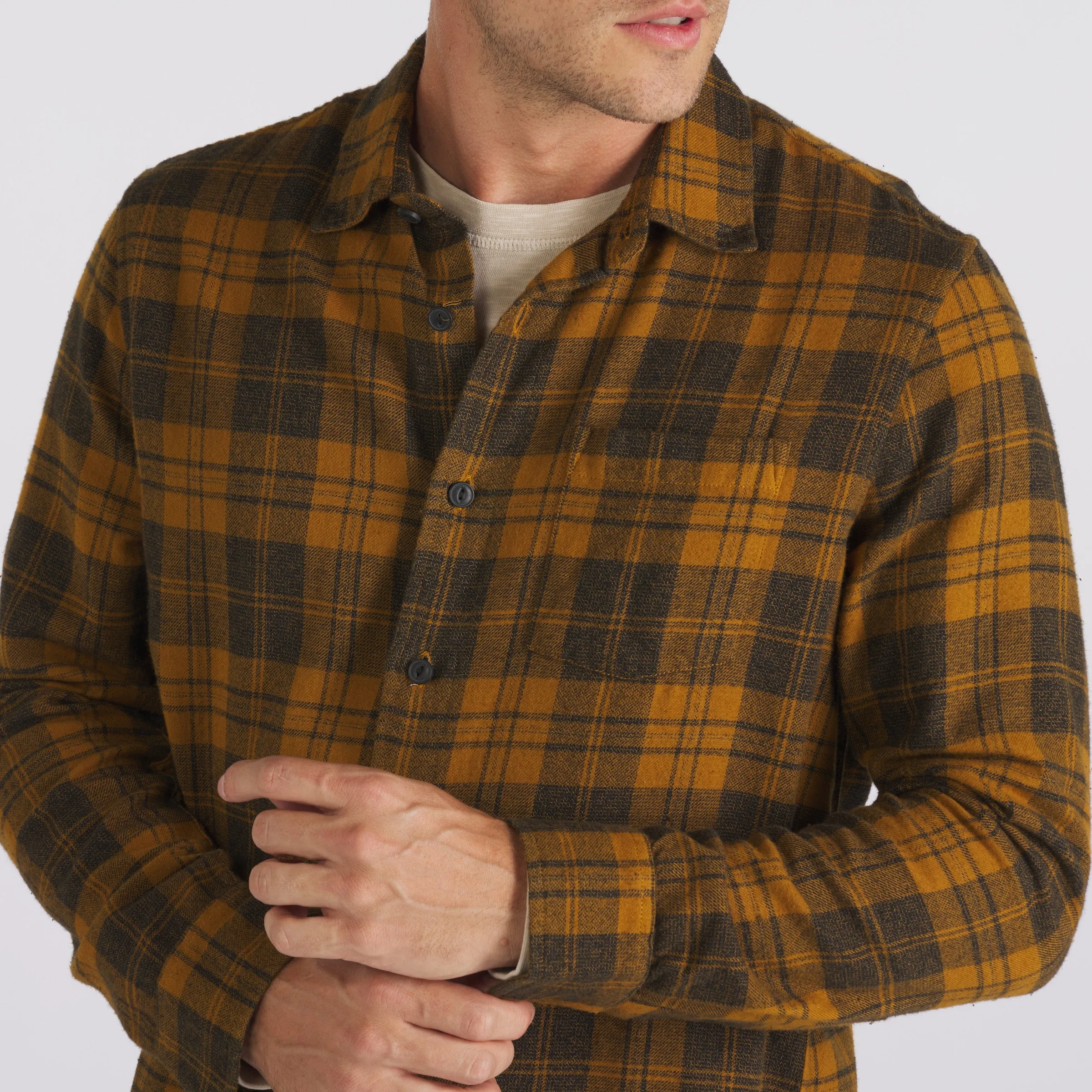 Lightweight Grindle Twill Shirt - Mustard Navy