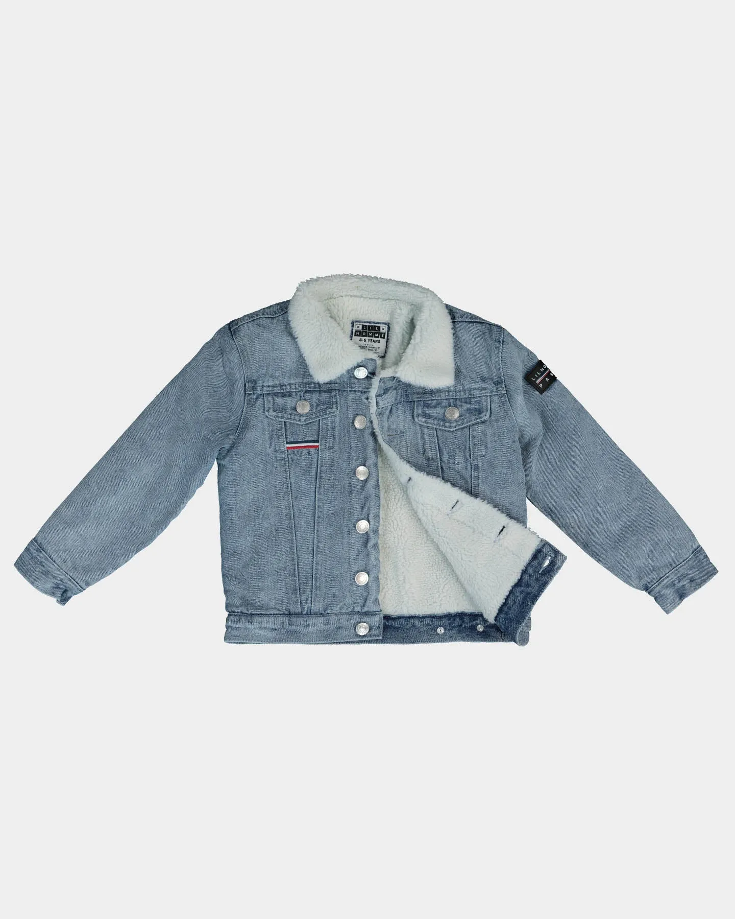 Lil Hommé Kids Sceap Denim Sherpa Jacket Vintage Blue