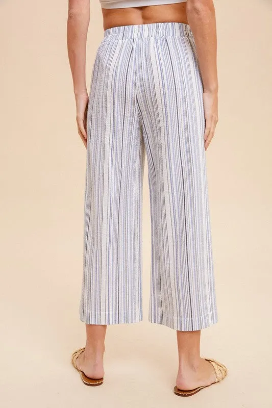 Linen Stripe Wide Pants