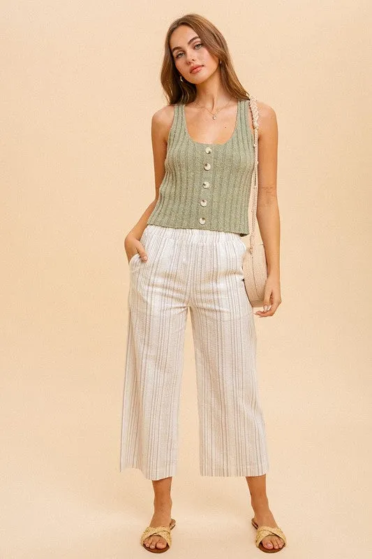 Linen Stripe Wide Pants