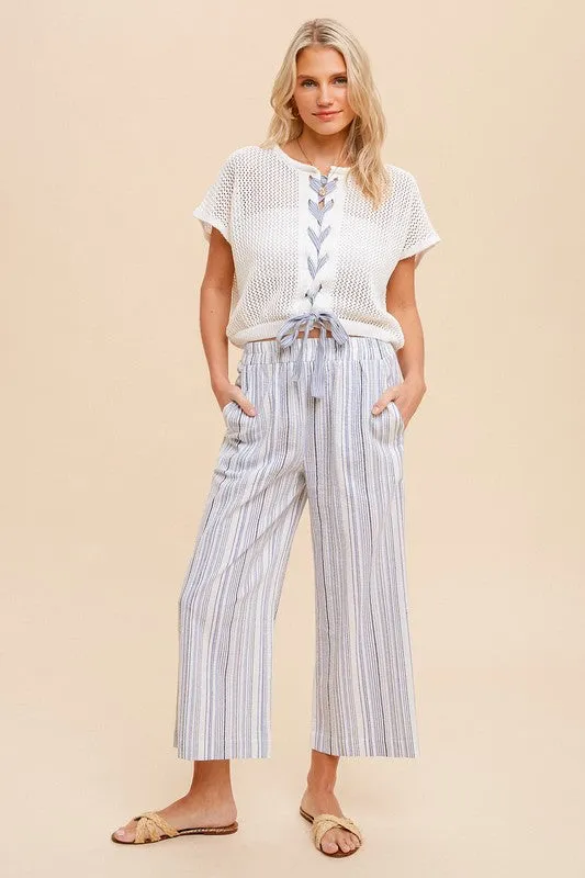 Linen Stripe Wide Pants