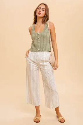 Linen Stripe Wide Pants