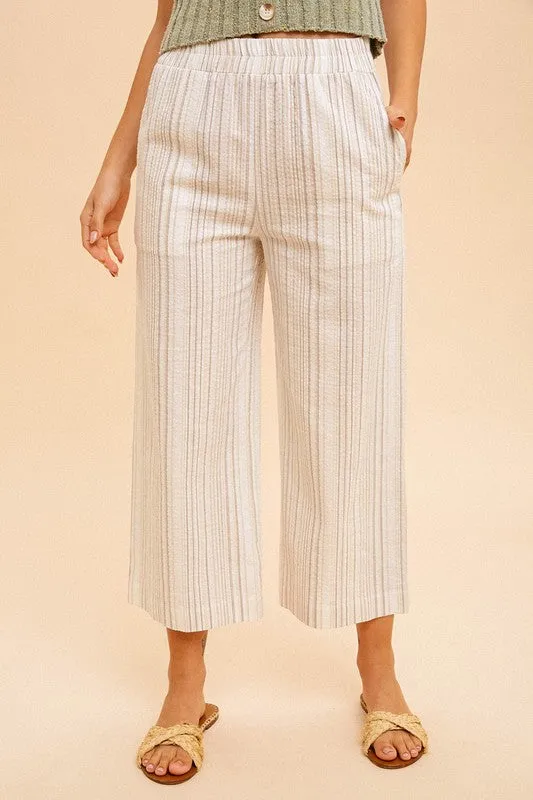 Linen Stripe Wide Pants