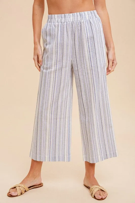 Linen Stripe Wide Pants