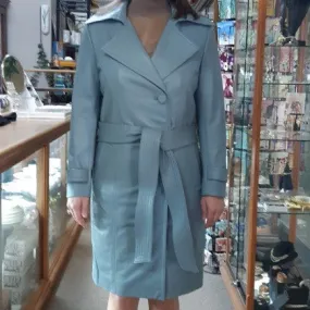 LONG LEATHER TRENCH CLOUD BLUE COLOUR SIZE 2