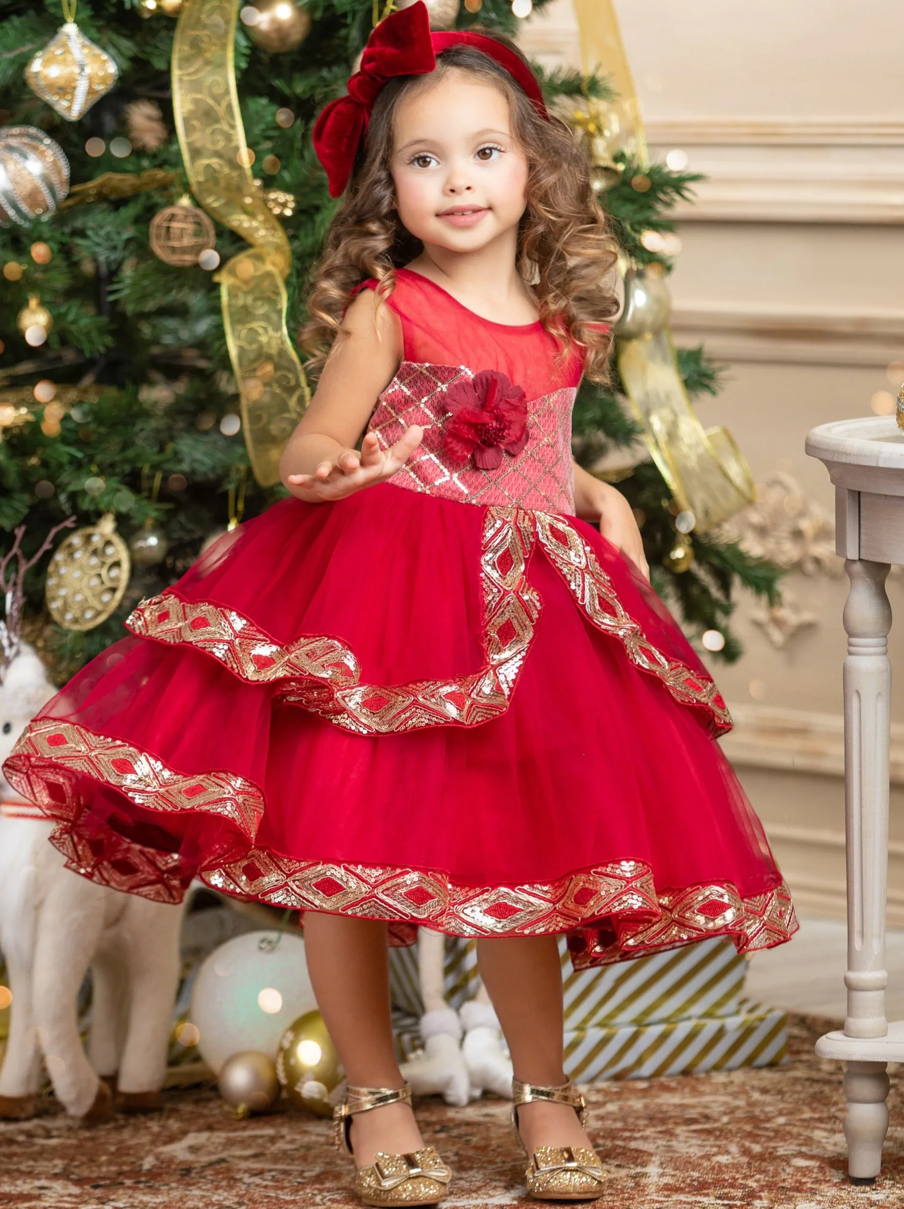 Made To Sparkle Embroidered Tulle Holiday Dress