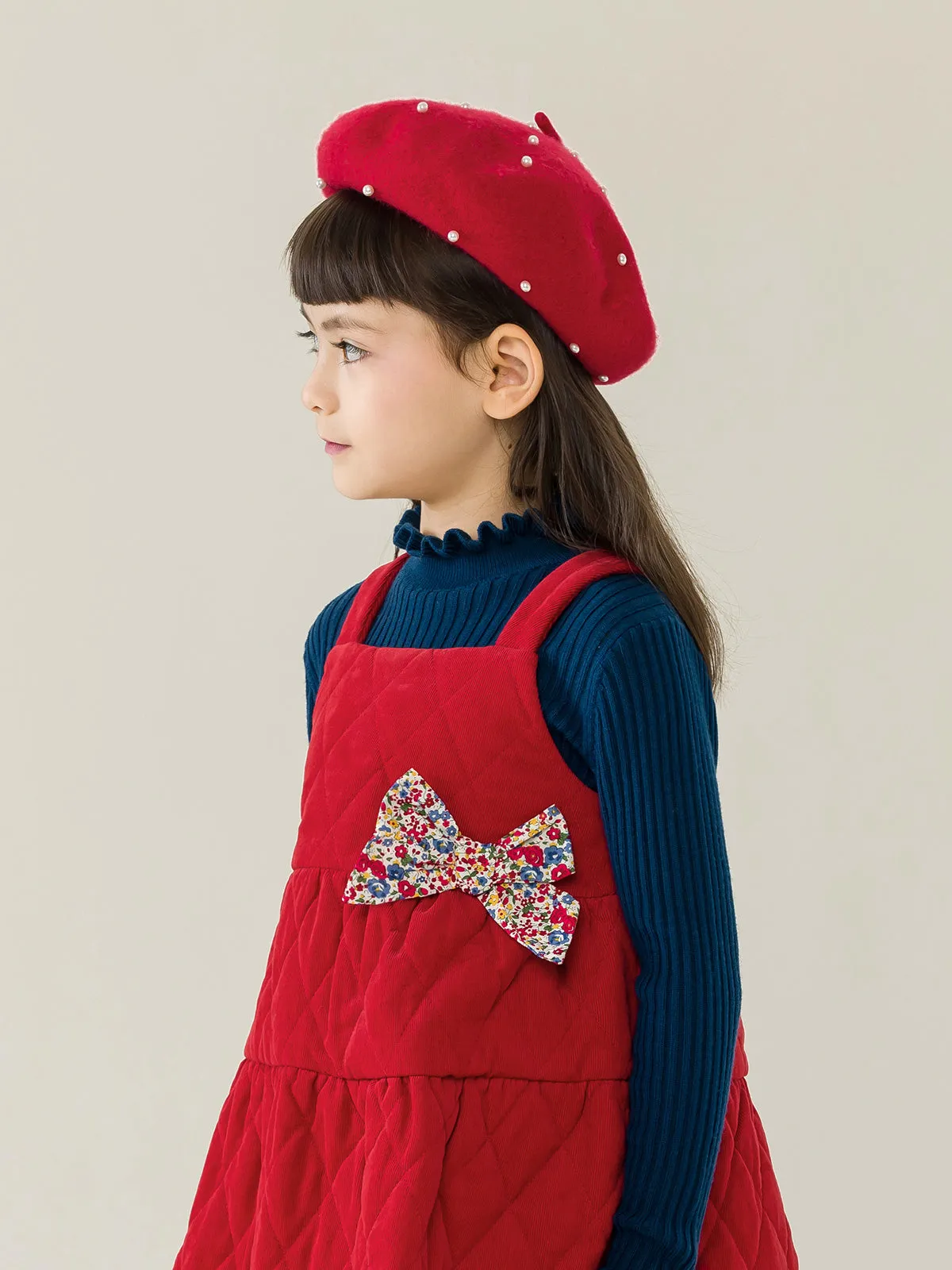 MARC & JANIE Girls Corduroy Quilted Suspender Dress 221305